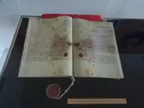 Die Gr�ndungsurkunde f�r die Stadt Bergen/R�gen kann im Stadtmuseum besichtigt werden.Aufnahme vom 06.September 2014.