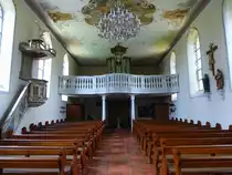 Herbolzheim, Blick zur Orgelempore in der Wallfahrtskirche  Maria im Sand , Juli 2014