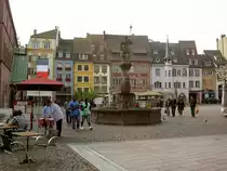 M�lhausen, Brunnen und Haus Mieg am Place de la Reunion (05.10.2014)