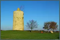 Die wahrscheinlich im 15. Jahrhundert errichtete Eichst�dter Warte ist eines der Wahrzeichen des Ortes Langeneichst�dt. Der einzige Zugang des Wachturms befindet sich in ca. 7,5 m H�he. (28.10.2014)