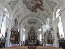Andras, Innenraum der St. Stephan Kirche, Hochaltar von 1756 (18.09.2014)