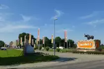 Kappel, Eingang zum Familienfreizeitpark  Funny-World , die ca.4ha gro�e Anlage besteht seit 1999, Aug.2014