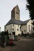 Stein im Allg�u, sp�tgotische Pfarrkirche St. Mauritius, Langhaus von 1709, seitliche Marienkapelle von 1450 (12.10.2014)