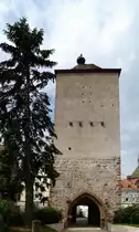 Schlettstadt (Selestat), der Hexenturm, Teil der ehemaligen Stadtmauer, das heutige Aussehen geht zur�ck auf das 13.Jahrhundert, Juni 2014