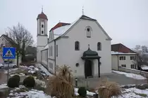 Jagstzell, Kath. St. Vitus Kirche, erbaut 1498 im sp�tgotischen Stil, 1747 barockisiert (15.02.2015)