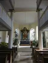 H�ttenheim, Innenraum der Ev. Kirche, Altarblatt von Fritz Baer (08.03.2015)