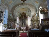 Kersbach, Alt�re und Kanzel in der Pfarrkirche St. Helena (05.04.2015)