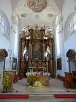 Waidhofen a. d. Paar, Hochalter der Pfarrkirche Mari� Reinigung mit Altarbild von 
Balthasar Kraft, Fresken von Melchior Steidl (15.04.2015)