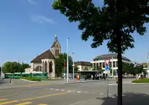 Basel, Blick �ber den Wettsteinplatz in Kleinbasel mit der Theodorskirche, Mai 2015