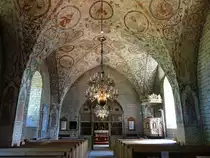 Lidk�ping, Gew�lbemalereien in der Kirche von Husaby, Kanzel und Altar 17. Jahrhundert (15.06.2015)