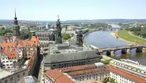 Aussicht von der Frauenkirche in Dresden. Aufnahmedatum: 8. Juni 2014.