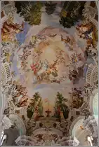 Bad Schussenried. Deckengem�lder der barocken Wallfahrtskirche St. Peter und Paul im Ortsteil Steinhausen. Die Kirche ist Station des Teilst�ckes Ulm-Konstanz des Jakobsweges nach Santiago de Compostela. 05.07.2015