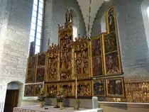 Vadstena, Birgitten Fl�gelaltar von 1456 bis 1459, l�bische Arbeit von Hans Hesse und Johannes Stenrat, St. Birgitta Kirche (16.06.2015)