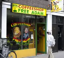 Coffeeshop �Free Adam� in der Oude Hoogstraat in Amsterdam. Aufnahme: August 2008.