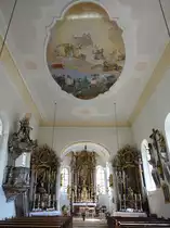 Tegernbach, Alt�re, Kanzel und Deckengem�lde der Pfarrkirche Mari� Reinigung (15.04.2015)