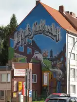 Hamburg am 24.9.2015: Reklame an einer Giebelwand in Hohenfelde