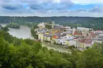 Blick auf Wasserburg am Inn von der Sch�nen Aussicht. Aufnahme: Juli 2008.