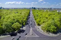Berlin - Blick auf Tiergarten und Stra�e des 17. Juli (in westlicher Richtung) von der Siegess�ule. Aufnahme: 4. Juli 2008.