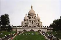 Die Basilica minor Sacr�-C�ur de Montmartre ist eine r�misch-katholische Wallfahrtskirche auf dem Montmartre im 18. Pariser Arrondissement. Aufnahme: Juli 1986 (digitalisiertes Negativfoto).