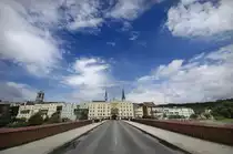 Blick auf Wasserburg am Inn von der Roten Br�cke. Aufnahme: Juli 2008.