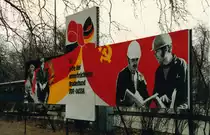 Oranienburg - Propaganda der Sozialistischen Einheitspartei Deutschlands. Aufnahme: M�rz 1984