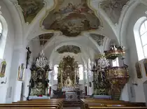 Kirchdorf im Wald, Alt�re und Kanzel der St. Maria Kirche, Hochaltar von Benedikt Schreiter mit Holzfigur von 1480 (24.05.2015)