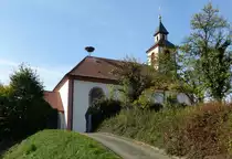 Tutschfelden, in der Vorbergzone des Schwarzwaldes, die 1806-08 errichtete evangelische Kirche ist der erste Kirchenbau des ber�hmten Architekten Friedrich Weinbrenner, Okt.2015 