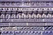 Detailaufnahme vom Hoysaleshwara-Tempel in Halebid bed Hassan. Aufnahme: November 1988 (Bild vom Dia)