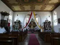 M�rsach, St. Antonius Kirche, Otilienaltar von 1872 mit Fl�geltafelbilder von 1518 und Schreinfiguren von 1480 (04.06.2015)