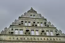 Giebel des Hochzeitshauses in Hameln. Aufnahme: Juli 2007.