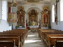Unterschweinbach, Alt�re und Kanzel in der Maria Himmelfahrt Kirche (13.09.2015)