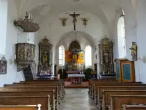 Frauenneuharting, barocke Alt�re und Kanzel in der Maria Heimsuchung Kirche (09.02.2016)