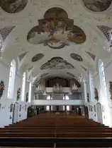 Bad W�rishofen, Orgelempore mit Klais-Orgel von 1991 in der Stadtkirche St. Justina (26.01.2016)