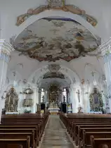 Obertaufkirchen, barocker Innenraum der Pfarrkirche St. Magdalena und St. Martin (22.02.2016)