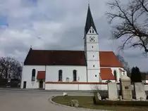 Strass, Maria Himmelfahrt Kirche, Katholische Pfarrkirche, Saalbau, Turm wohl 14. Jahrhundert, Neubau um 1400, verl�ngert 1761 (06.03.2016)