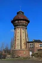Wasserturm(der Bauart Kl�nne)am Bahnhof K�then im M�rz 2014