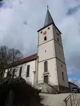 Knetzgau, St. Bartholom�us Kirche, erbaut 1760, erweitert von 1904 bis 1905 (26.03.2016)