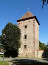 Wei�enburg (Wissembourg), der Schartenturm aus dem 14.Jahrhundert geh�rte zur ehemaligen Klosterbefestigung, Sept.2015
