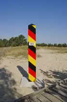 Deutscher Grenzpfosten bei Świnoujście (Swinem�nde). Aufnahme: 6. Mai 2016.