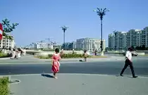 Bulevardul Unirii in Bukarest. Bild vom Dia. Aufnahme: Juli 1990.