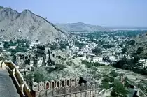 Blick auf den Stadtkern von Jodhpur. Bild vom Dia. Aufnahme: November 1988.