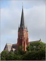 G�rlitz. Die Kathedrale St. Jakobus wurde 1900 eingeweiht. Hier ein Blick auf Turm und Dach vom Bahnhof aus. 20.06.2016