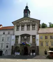 Ljubljana (Laibach), das Rathaus der slowenischen Hauptstadt, 1484 erstmals erw�hnt, 1717-19 im Barockstil umgebaut, Juni 2016