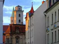 Zittau, Blick zur St.-Johannis-Kirche am fr�hen Abend des 29. Juli 2016