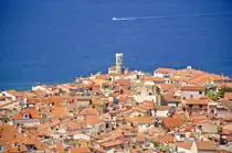 Piran von der Stadtmauer aus gesehen. Aufnahme: 26. Juli 2016.