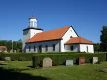 F�ra, Ev. Kirche, erbaut von 1827 bis 1828 durch Petter Ekholm, Kirchenschiff im Empire Stil (13.06.2016)