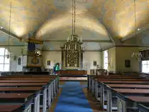 Grythyttan, Innenraum der Ev. Kirche, erbaut 1632, Altargem�lde 17. Jahrhundert, Holztonnengew�lbe Ende 17. Jahrhundert (17.06.2016)