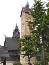 Blick zur Kirche Wang am Fu�e der Schneekoppe bei Krummh�bel, Sommer 2004 im polnischen Riesengebirge

Polen/Niederschlesien/Karpacz