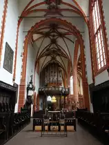Klausen, Orgelempore in der Wallfahrtskirche St. Marien, Orgel erbaut 2007 von der Firma Rieger (03.10.2016)