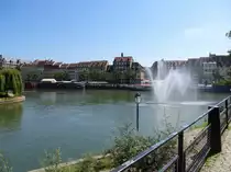 Stra�burg, gro�e Font�ne am Zusammentreff der beiden Illarme, Aug.2016